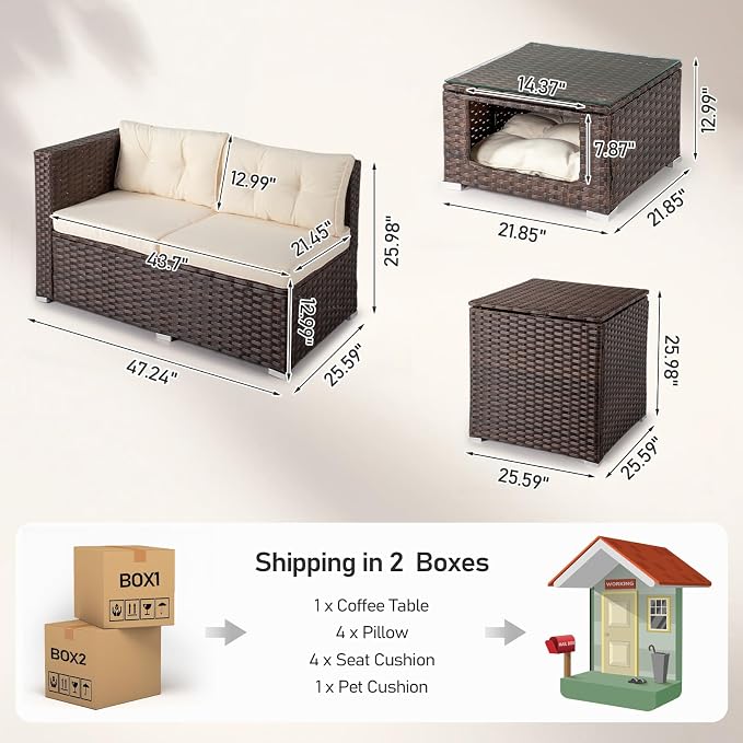VINGLI 4 Pieces Outdoor Sectional Wicker Patio Furniture - Image 3