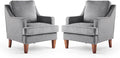VINGLI Grey Accent Chairs Set of 2, Mid Century Modern Chairs, Upholstered by VINGLI