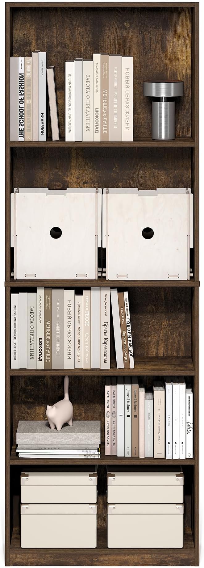Furinno Jaya Book Shelf, 5-Tier Tall Book Shelf, Bookcase - Image 5
