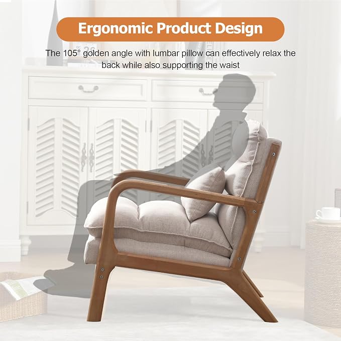 INZOY Accent Chairs Set of 2, Mid Century Modern Accent Chair - Image 4