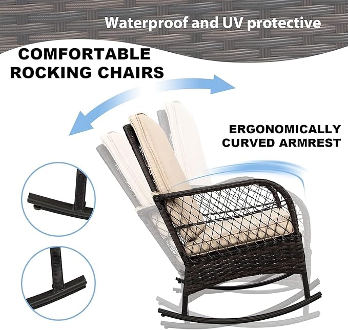LEVELEVE Patio Furniture Set Outdoor Rattan Chair Wicker Sofa Garden - Image 6
