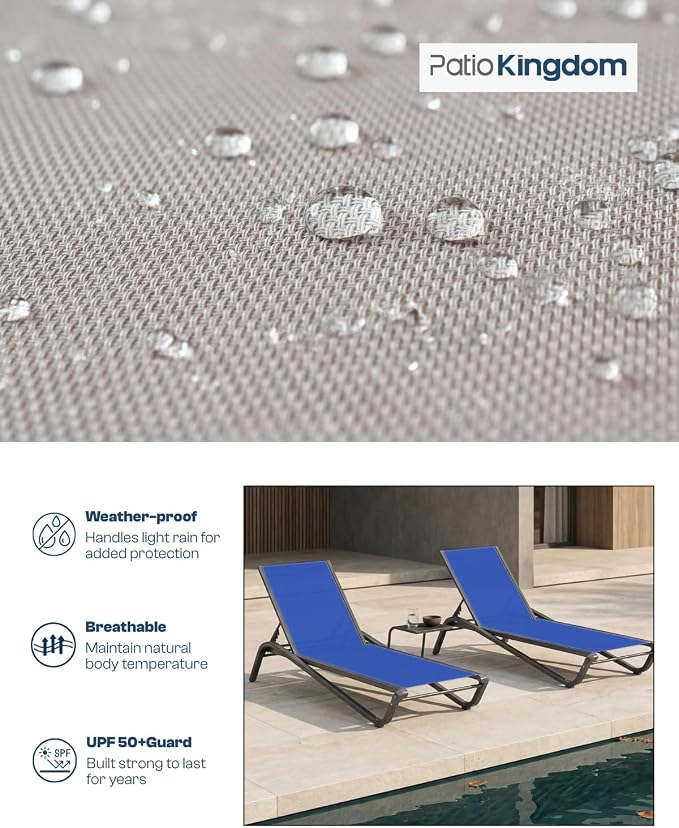 Patio Chaise Lounge Chairs Set of 6, All-Weather Aluminum Pool Loungers - Image 6