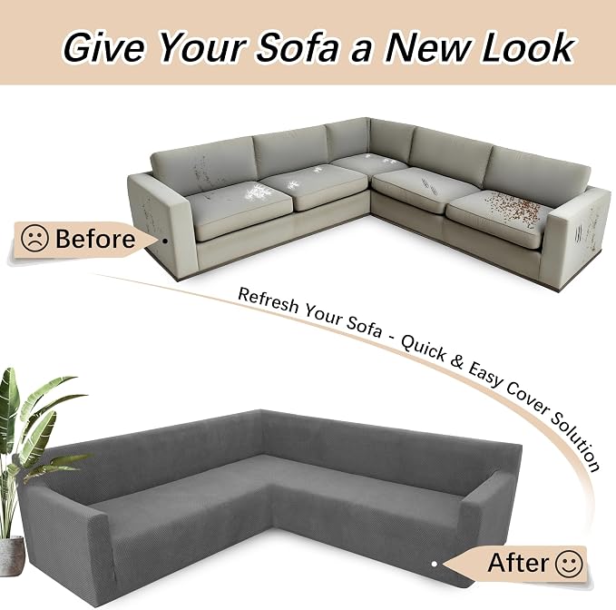 Arfntevss Stretch Sectional Couch Covers L Shaped Corner Sectional Sofa Cover - Image 6