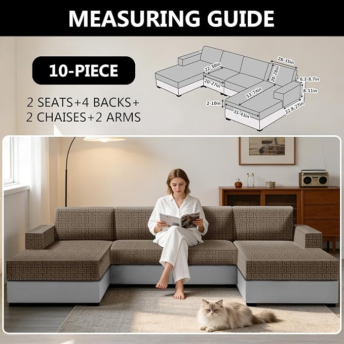 UNBBRRL 10 Pieces Stretch Sofa Cushion Covers - Image 2