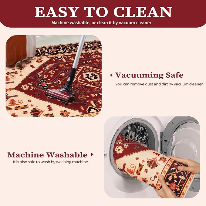 SERISSA 6x9 Area Rugs for Living Room, Large Washable Non-Slip Boho Rug - Image 4