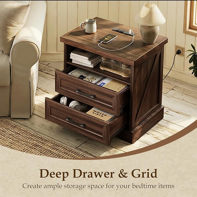 AODK 24 Inch Farmhouse Nightstand Set of 2, Bedside Tables - Image 4
