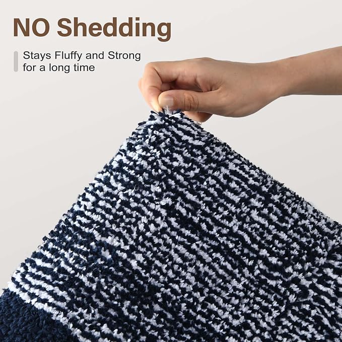 48x32 Large Bathroom Rugs Washable Non Slip, Dark Blue Bath Mat - Image 8