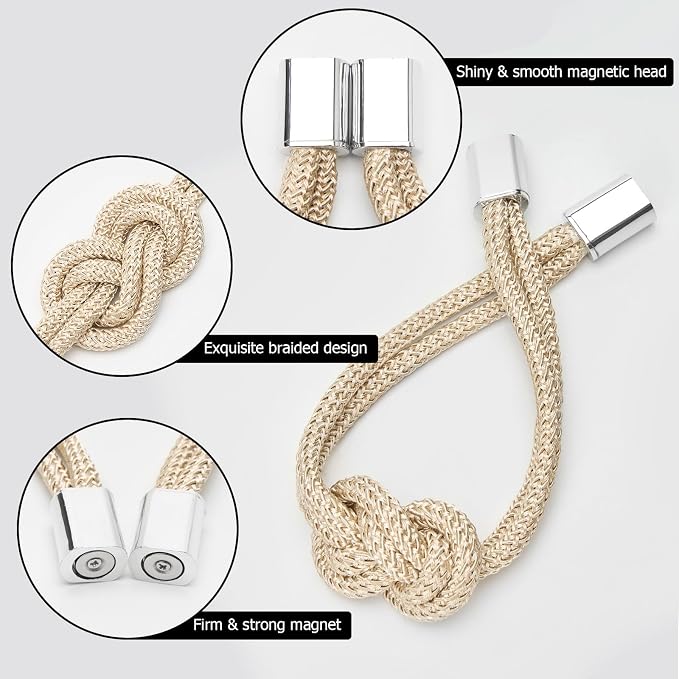 NICEEC 2 Pack Mini Magnetic Curtain Tiebacks Nordic Simple Style Drape Tie - Image 3