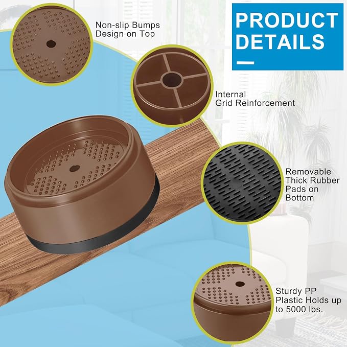 Bed Risers 1 inch, 2 inch, 3 inch, 4 inch Heavy Duty, Adjustable Furniture Riser - Image 5