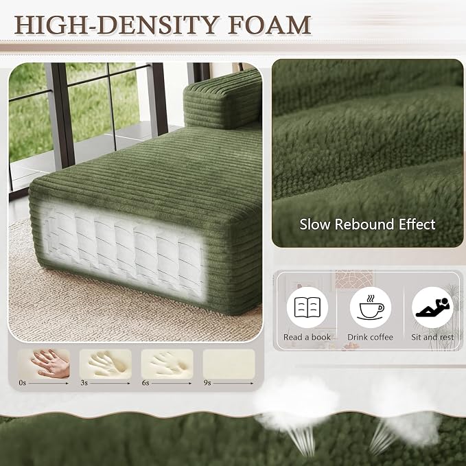 95" Cloud Sectional Couch with L-Shape Chaise, Modular Comfy Sofa Chaise Longue - Image 4