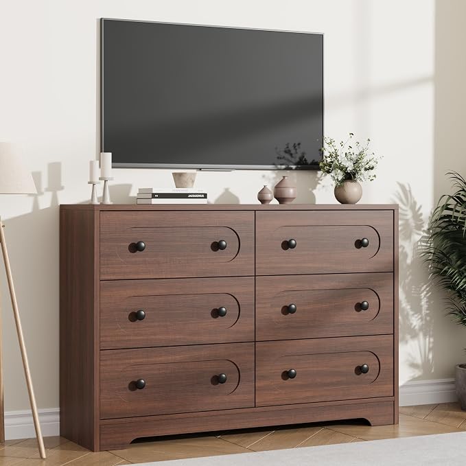 Garvee 6 Drawer Dresser for Bedroom, Wooden Mid Century Modern Chest of Drawers - Image 5