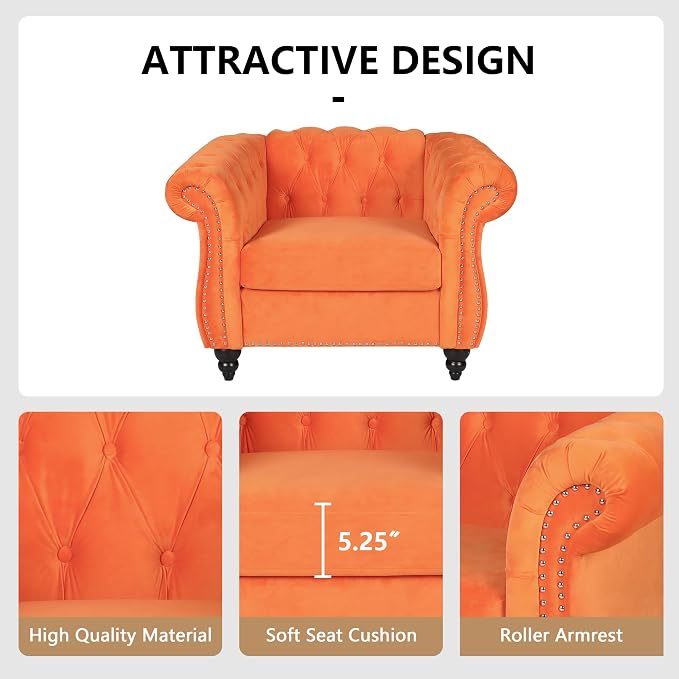 QHITTY 2 Piece Living Room Set, Sectional Chesterfield Sofa Chair Contemporary - Image 4