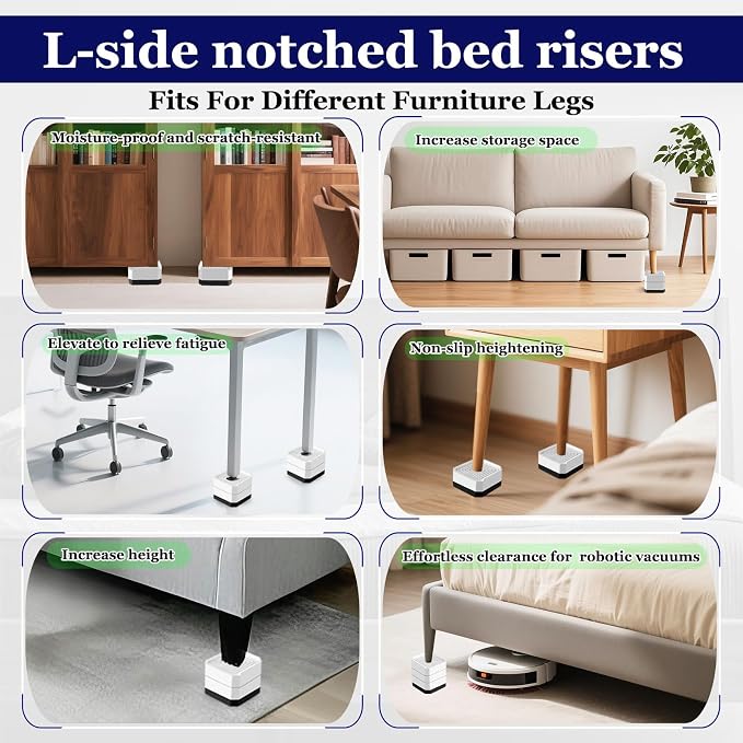 Bed Risers Heavy Duty, Adjustable Furniture Riser Blocks Lift 1.5, 4.3 inches - Image 5