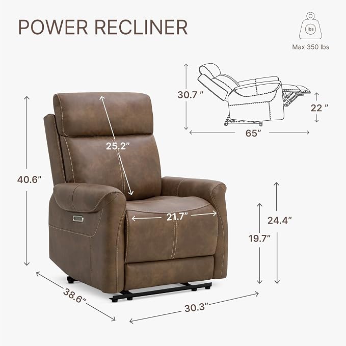 KISLOT Leather Recliner Chair for Adults Wall Hugger RV Recliner - Image 3