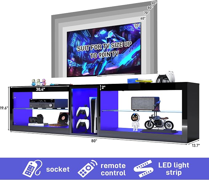81in Long LED TV Stands W/Power Outlet - Image 7