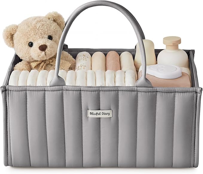 Blissful Diary Baby Diaper Caddy Organizer, Stylish Storage Basket by BlissfulDiary
