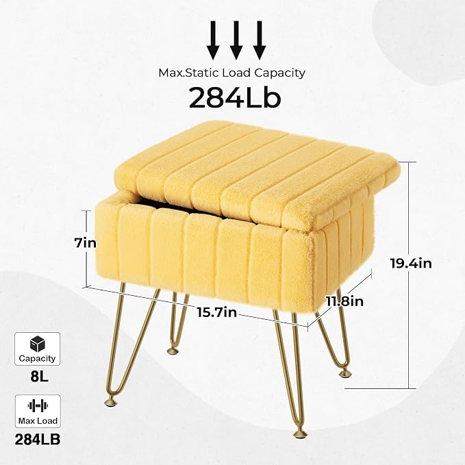 Greenstell Vanity Stool Chair Faux Fur - Image 3