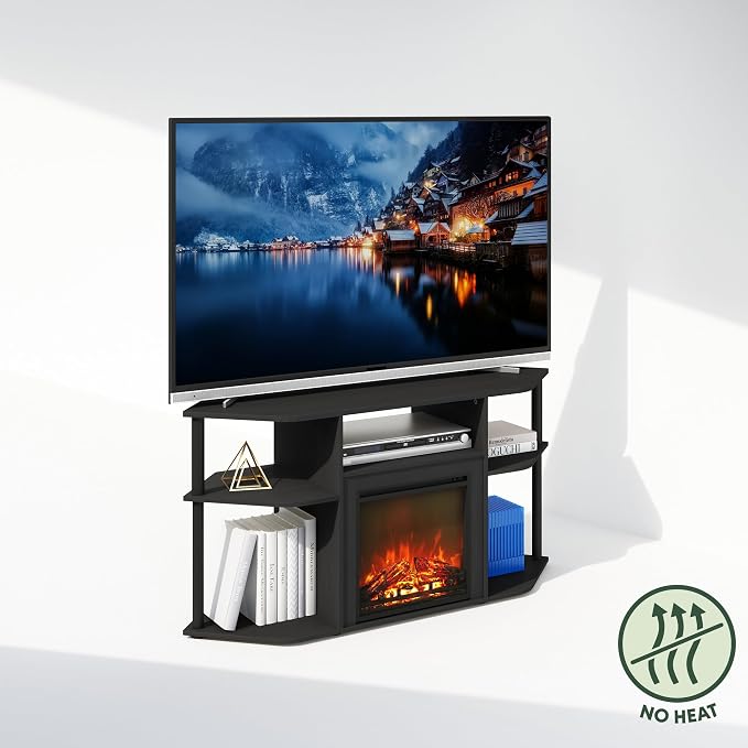 Furinno Jensen Fireplace TV Stand, NO Heat Decorative Electric Fireplace Corner - Image 6