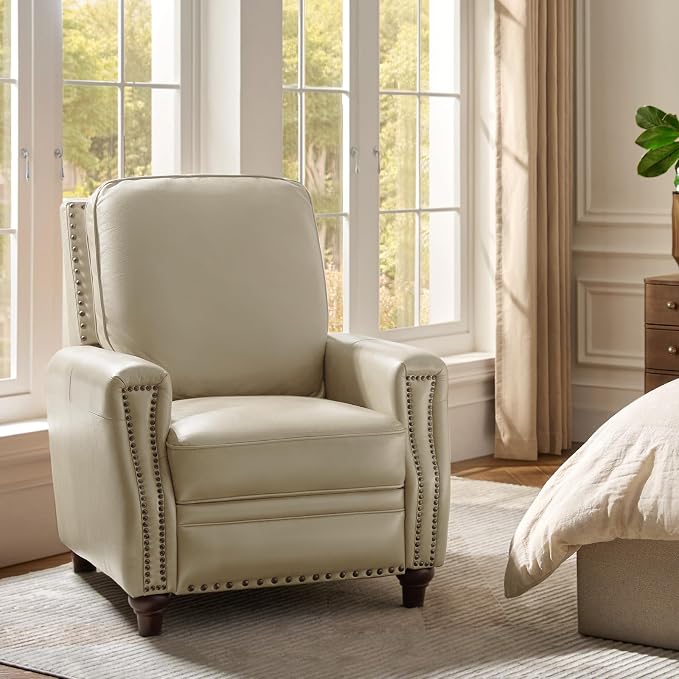 HULALA HOME Genuine Leather Manual Recliner Chair - Image 9