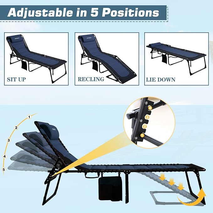 Oversized Padded Outdoor Folding Lounge Chair - Image 4