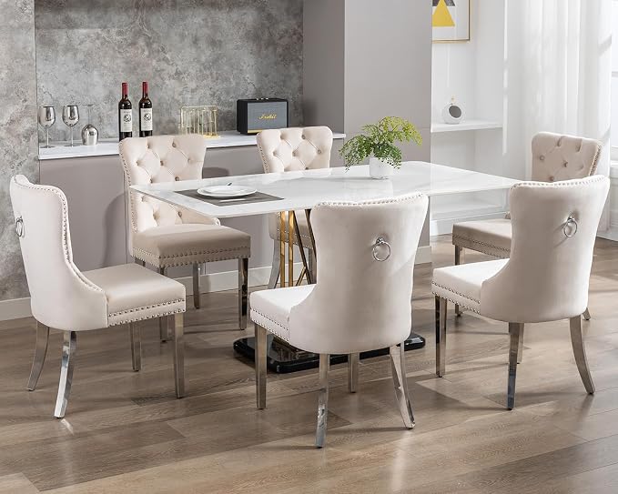 KCC Velvet Dining Chairs Set of 4, Upholstered High-end Tufted Dining Room Chair - Image 10