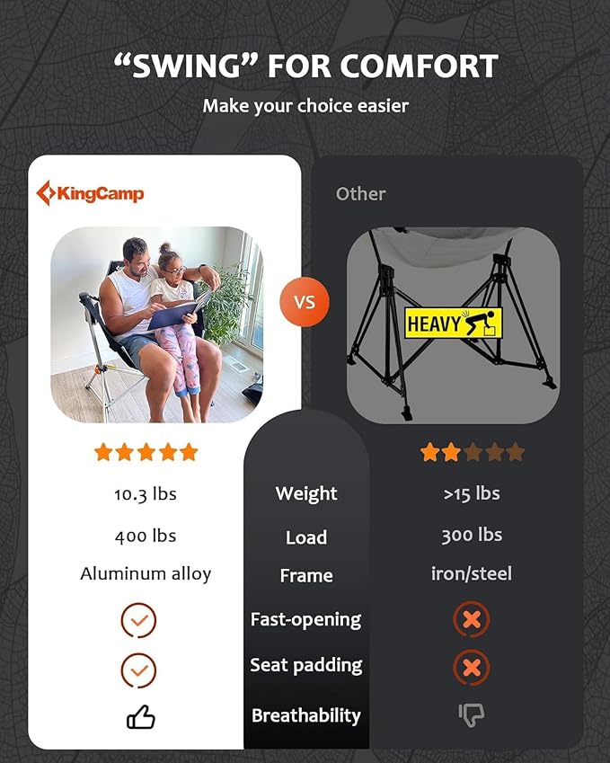 KingCamp Hammock Camping Chair, Swinging Portable Camp Chairs - Image 6