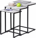 SUPER DEAL Nesting Tables Set of 3, Industrial C Shaped End Table Stackable by Superdeal