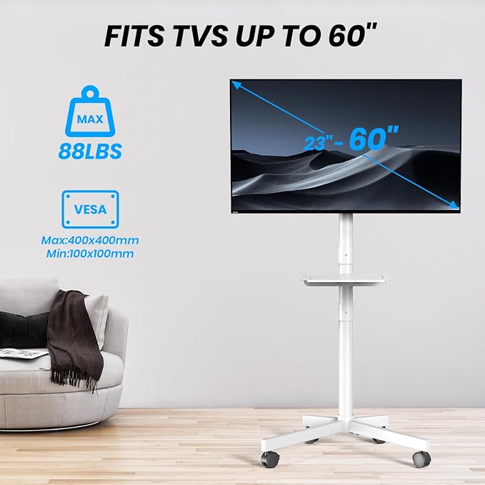 Mobile TV Cart for 23-60 Inch LCD LED OLED Flat Curved Screen TVs - Image 7