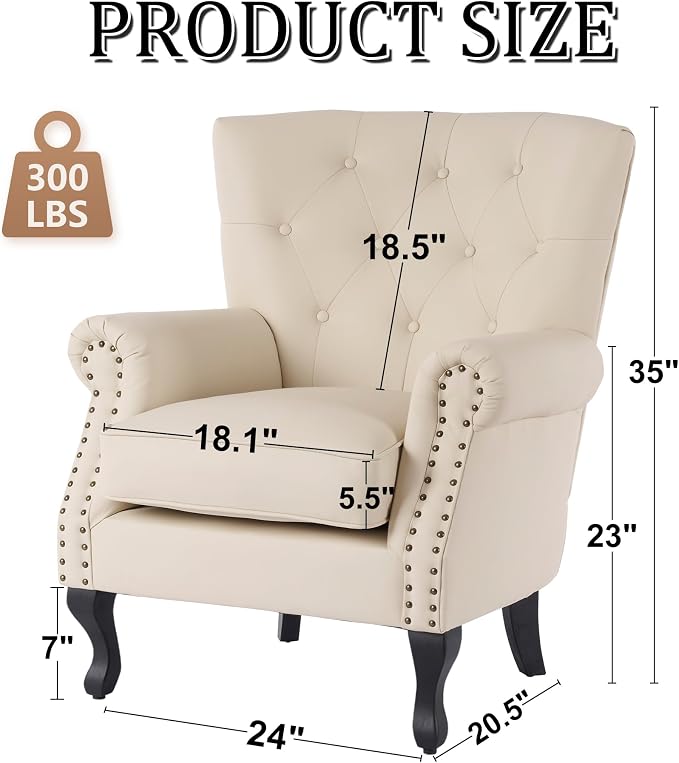 Modern Faux Leather Accent Chair, Upholstered Mid-Century Armchair - Image 3