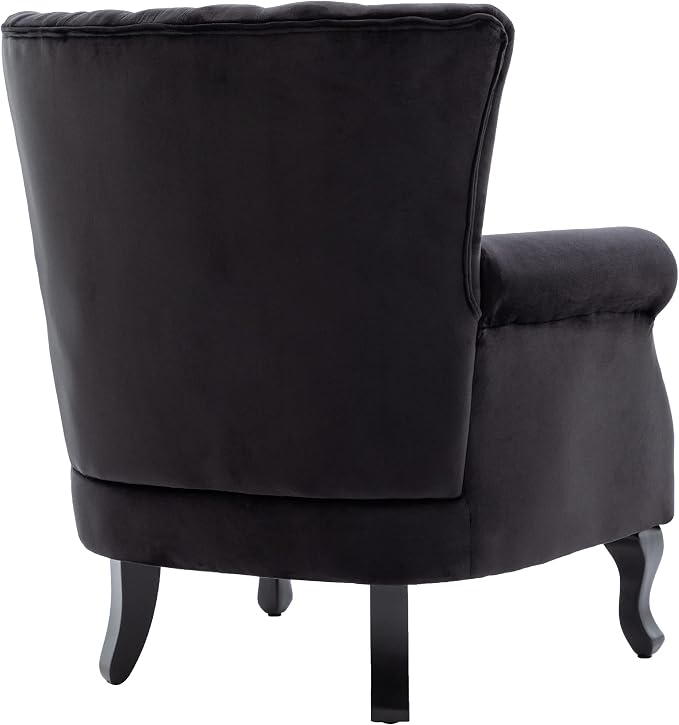 Mid-Century Modern Accent Chair Velvet Armchair Tufted Wingback Santa Club - Image 4