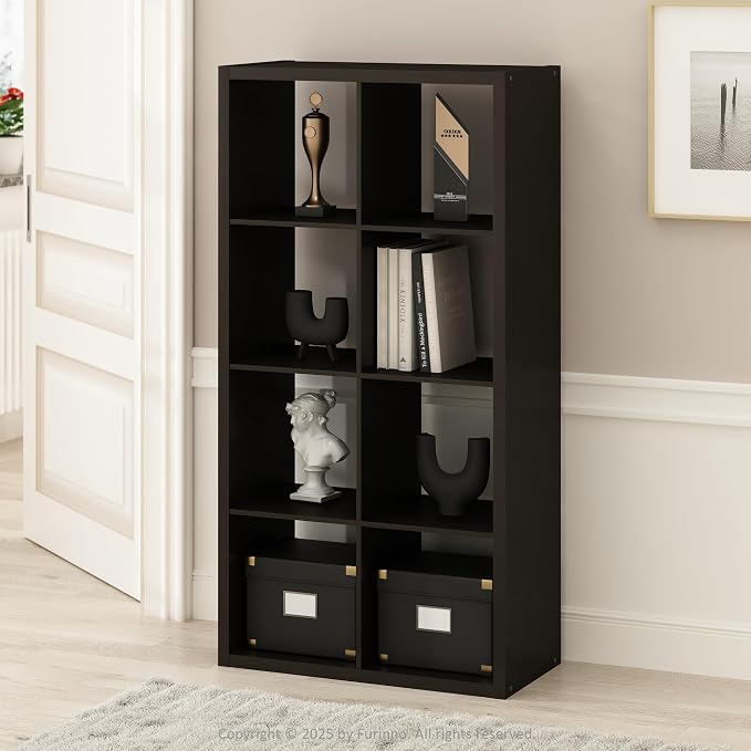 Furinno Simple Cube Storage Organizer, 8-Cube Display Shelf, Open Back Shelving by Furinno-FitsYourSpaceFitsYourBudget