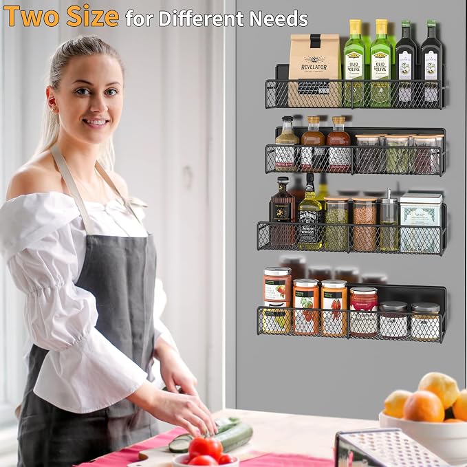 DTUQYX Magnetic Spice Rack for Refrigerator, 4 Pack 100% Metal Strong Magnet - Image 4