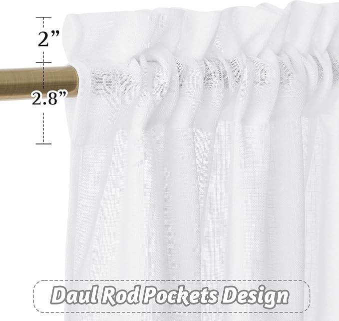 RYB HOME Kitchen Curtains 36 Inch Length, Light Filtering Ties Half Drapes - Image 2