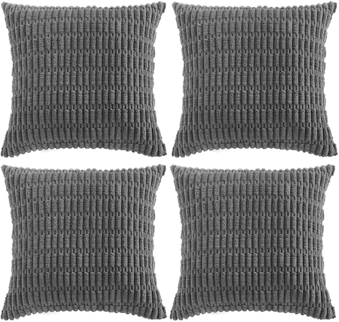 Fancy Homi 4 Packs Dark Grey Decorative Throw Pillow Covers 26x26 Inch by Fancy+Homi