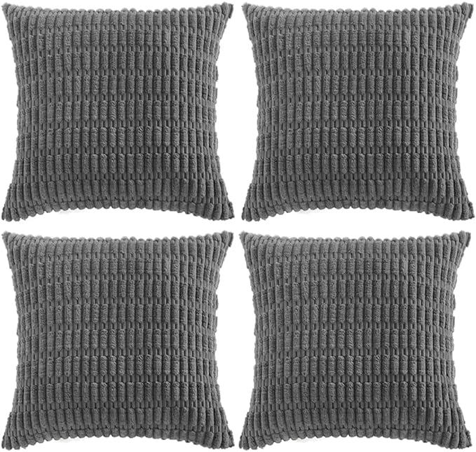 Fancy Homi 4 Packs Dark Grey Decorative Throw Pillow Covers 24x24 Inch by Fancy+Homi