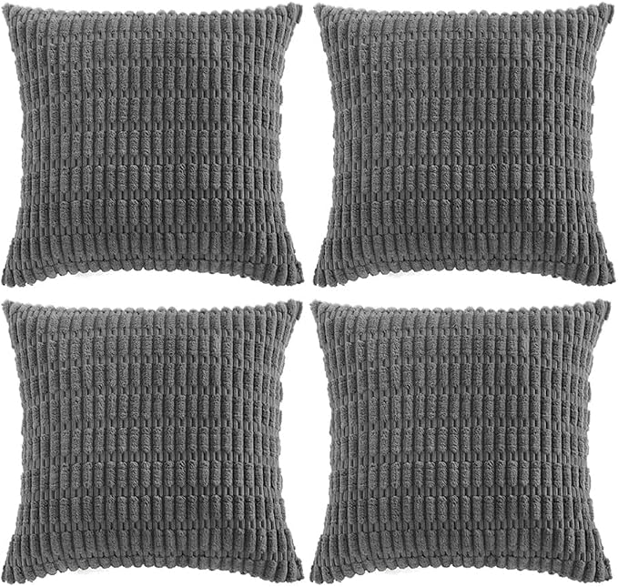 Fancy Homi 4 Packs Dark Grey Decorative Throw Pillow Covers 16x16 Inch by Fancy+Homi