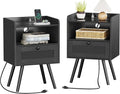 SUPERJARE Nightstands with Charging Station, Bedside Table Set of 2 with by SUPERJARE