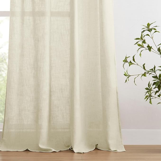 Joydeco Linen Curtains 90 Inch Length 2 Panels Set - Image 4