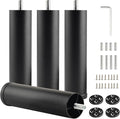 Metal Cylinder Legs for Furniture Set of 4 Pack Black 6 Inch Bed Support Legs by Unknown