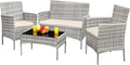 Greesum Patio Furniture 4 Pieces Conversation Sets Outdoor Wickerr Rattan by BuynowfromGreesum