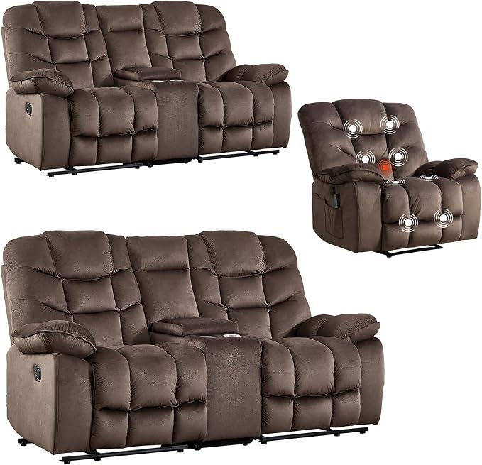 HAOMARKETS 3 Pieces Recliner Sofa Furniture Set, Include Power Recliner Chair - Image 9