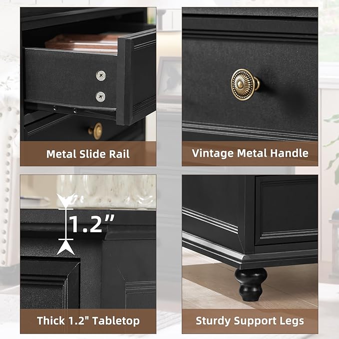Joaxswe 24" Wide Farmhouse Night Stand Set of 2, Large End Table - Image 6