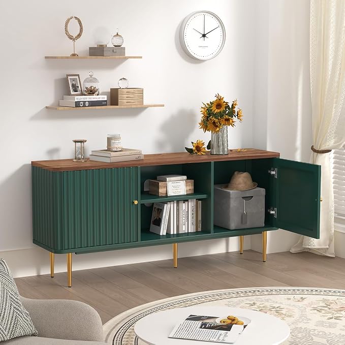 ARTPOWER 55” Fluted TV Stand, Mid Century Modern Green TV Stand - Image 5