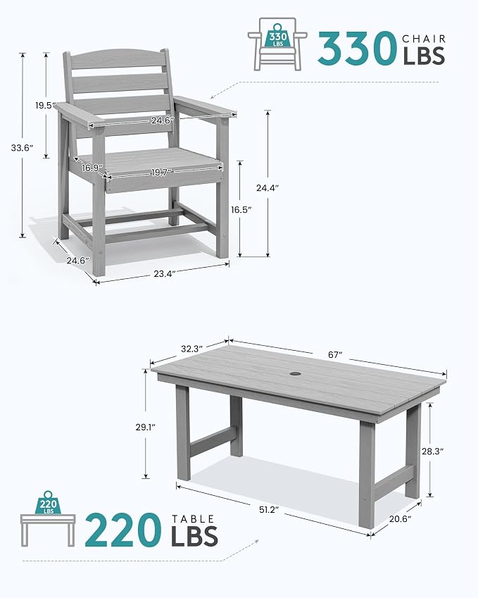 SERWALL Patio Dining Table and Bench Set - Image 5