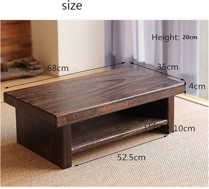 Side Table Asian Antique Furniture Japanese Floor Tea Table Rectangle Living - Image 3