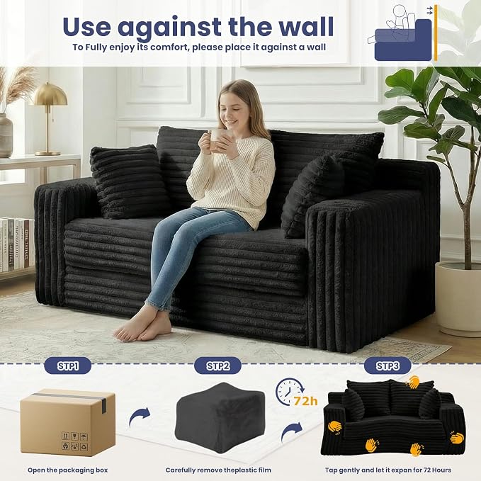 3-in-1 Convertible Sofa Bed: Boneless Loveseat Sleeper & Folding Couch Bed - Image 7
