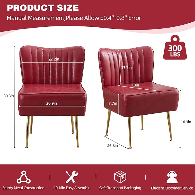 Modern Leather Accent Chair Single 1 Pack, Vintage Slipper Chair - Image 2
