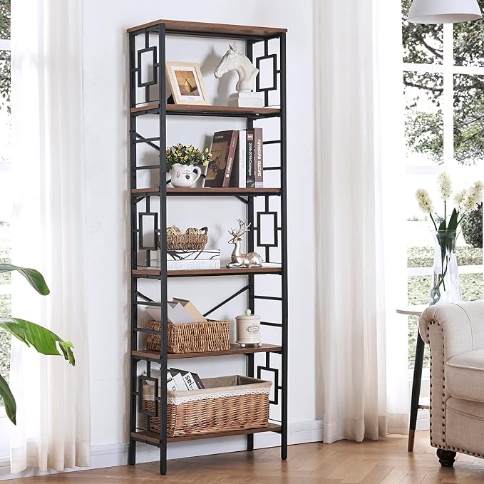HOMISSUE Bookcase, 6-Tier Tall Bookshelf Metal Bookcase and Bookshelves - Image 3