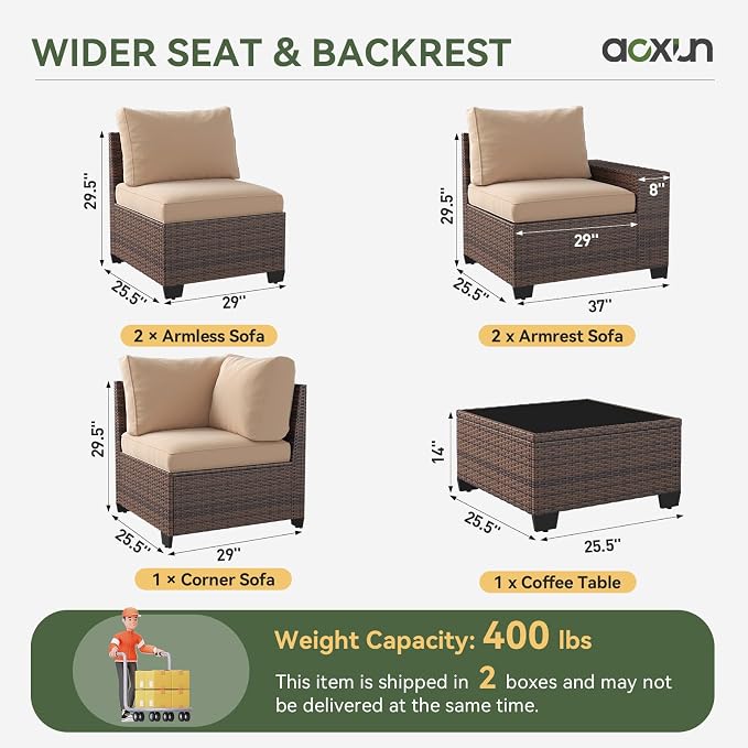 Aoxun Patio Fruniture Sets, Wicker Outdoor Patio Furniture Set - Image 5
