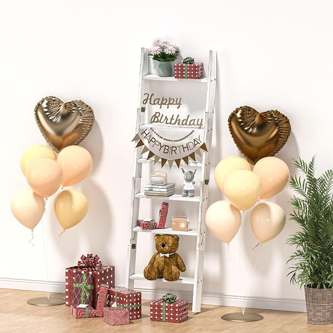 Honest Blanket Ladders for The Living Room, 6-Tier Blanket Holder, Wall-Leaning - Image 9